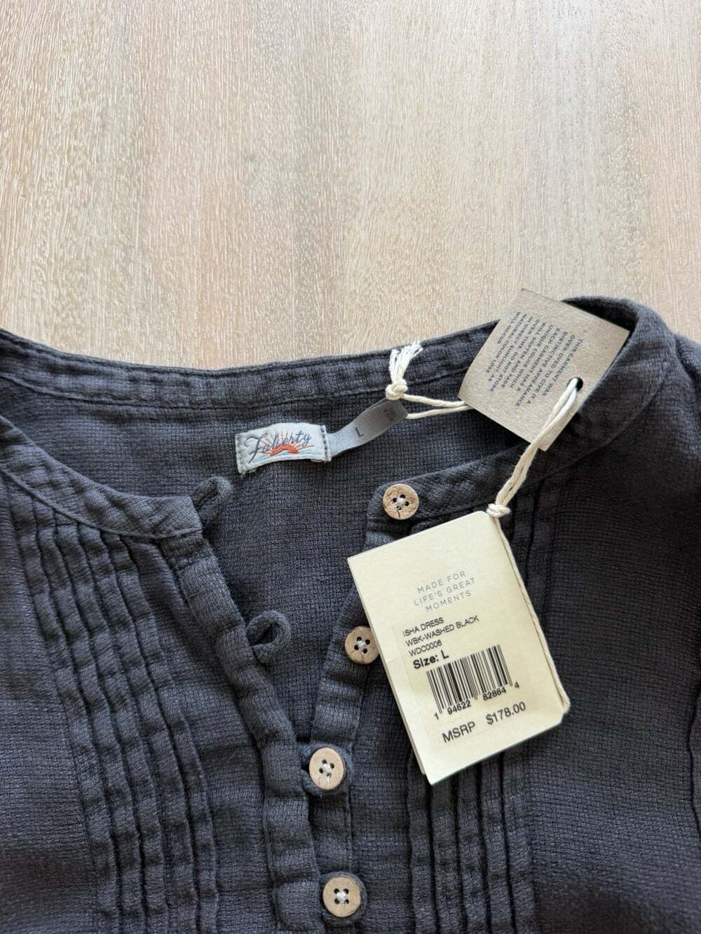 Faherty NWT Isha Dress in Washed Black Size Large 100% Linen Mini - Picture 5 of 8